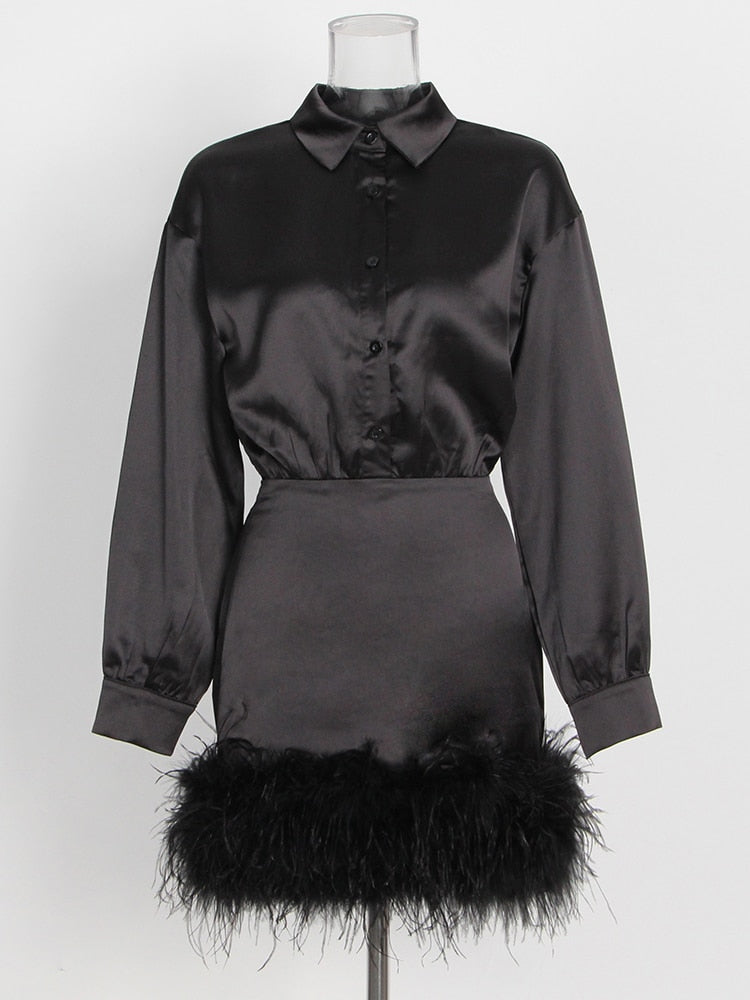 Feather Mini Dress, Chic fashion clothing & accessories for women