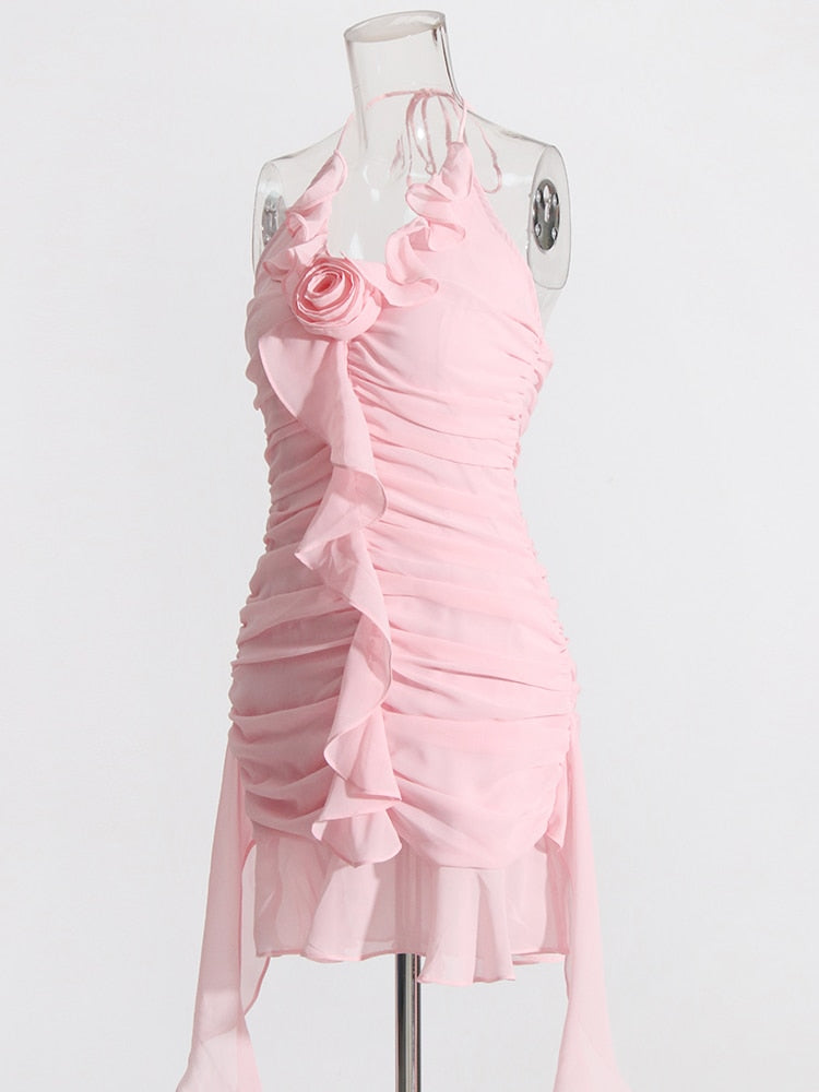 Mini Dress W/Rose Appliqué