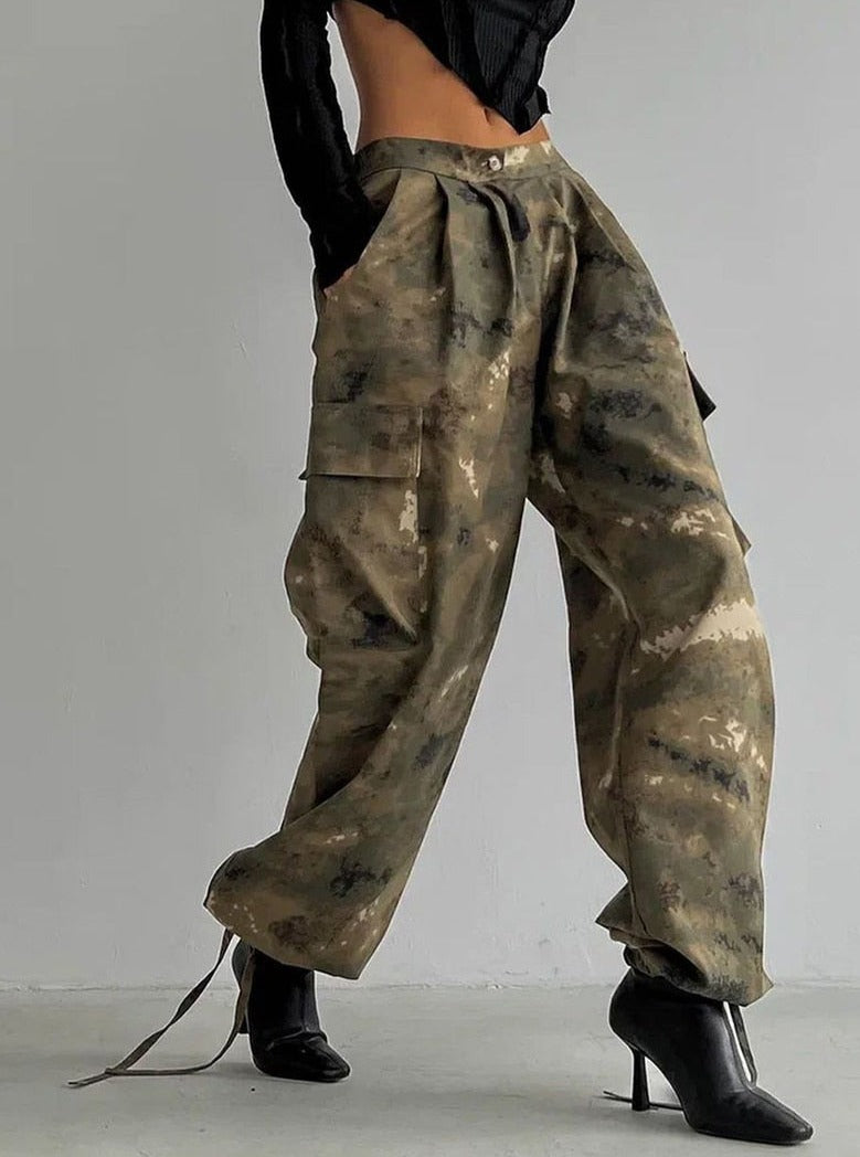 Camouflage Cargo Pants | Elastic Waist | Zalia Atelier