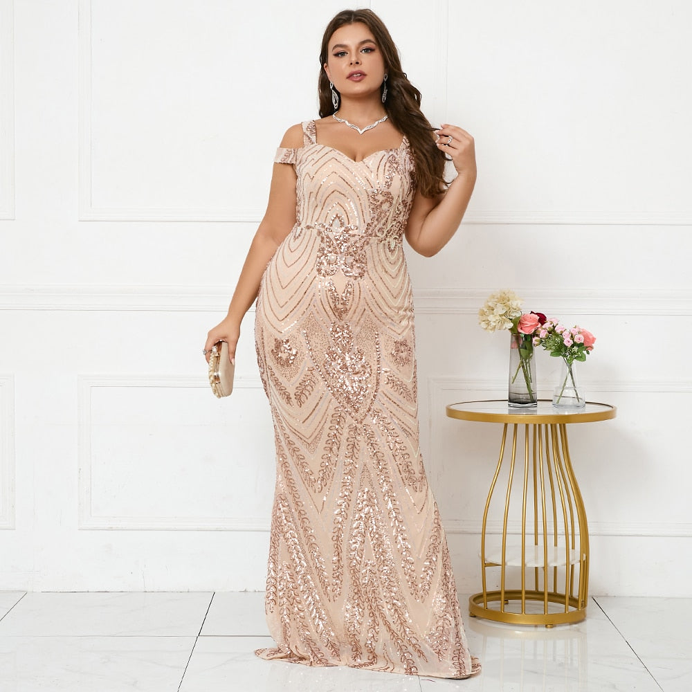 Plus size sequins ball gown