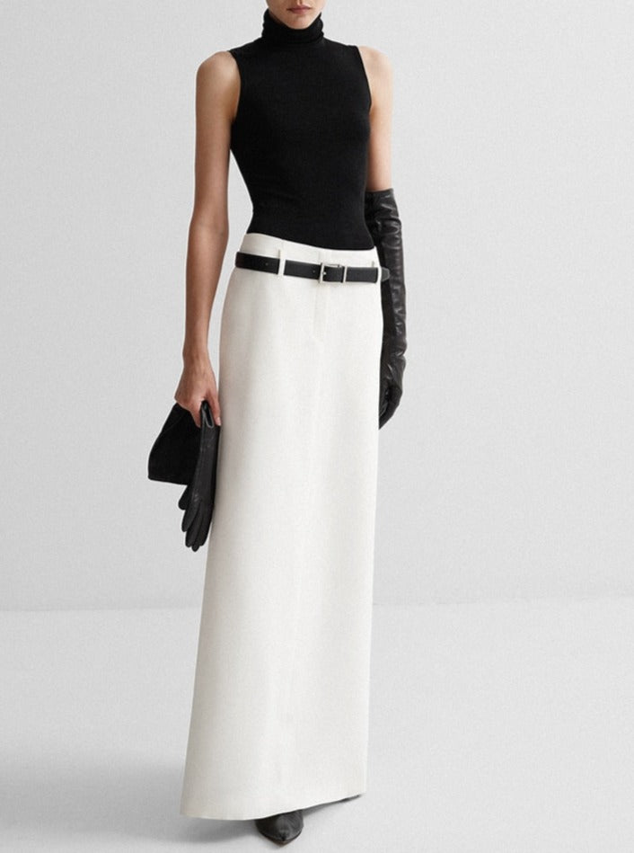 Minimal Style White Maxi Skirt