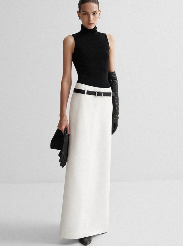 Low waist maxi skirt | back split | belt loops | zalia atelier