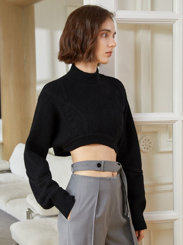 Minimalist Style Black Sweater