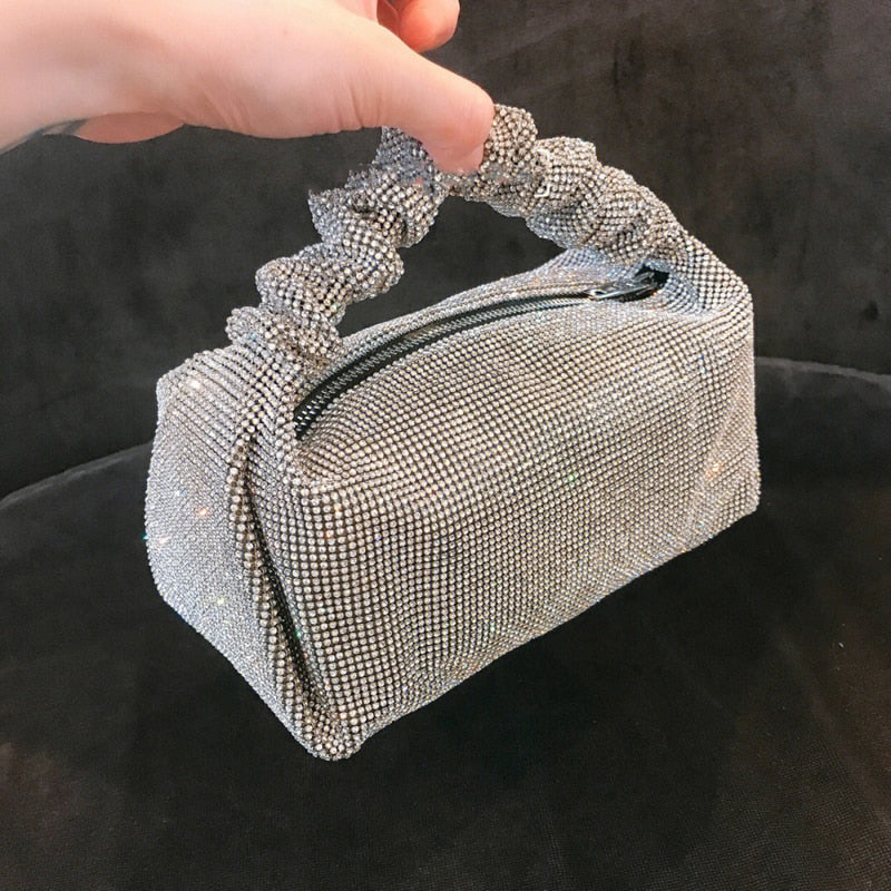 Dexmay Rhinestone Clutch Handbag with Crystal Handle India | Ubuy