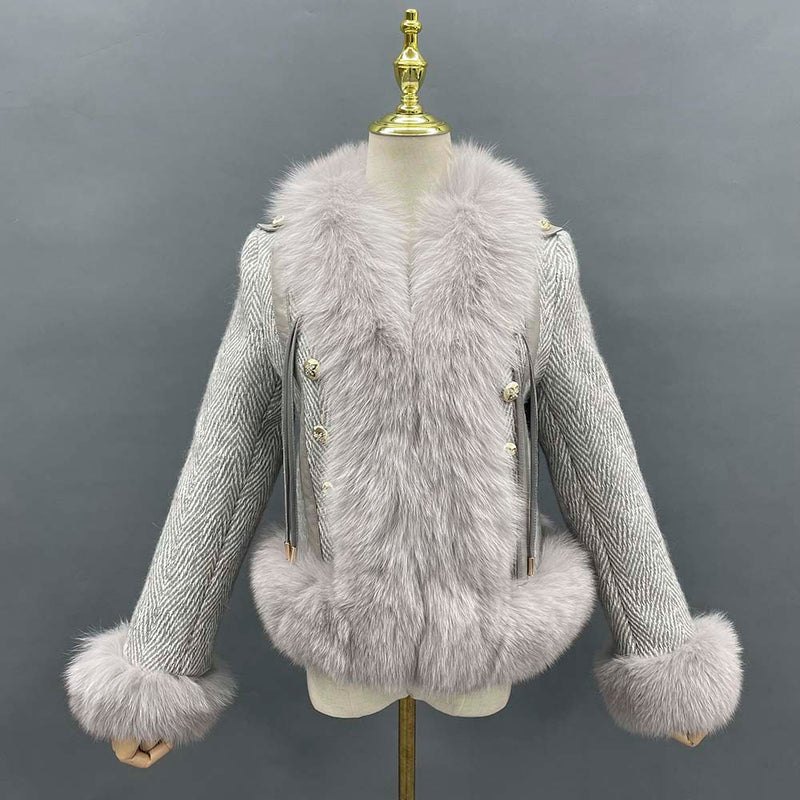 Herringbone Fox Fur Coat - Ready to Wear