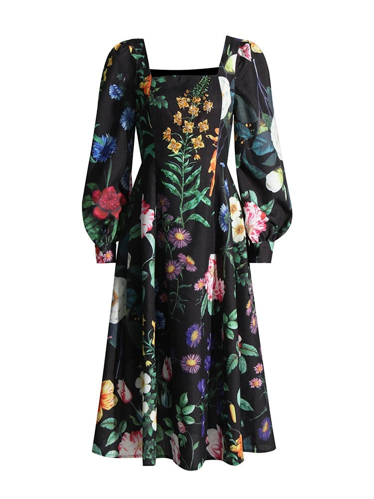 Chic Floral Print Pattern Midi Dress | Designer Dupe