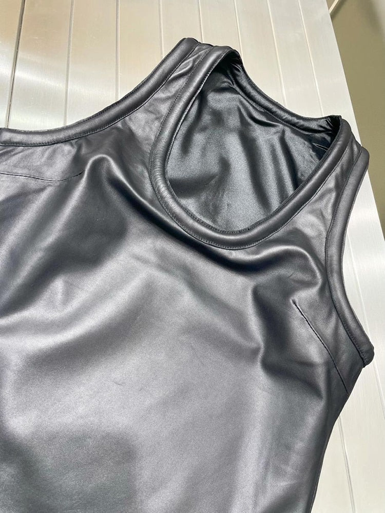 PU Leather Tank Top