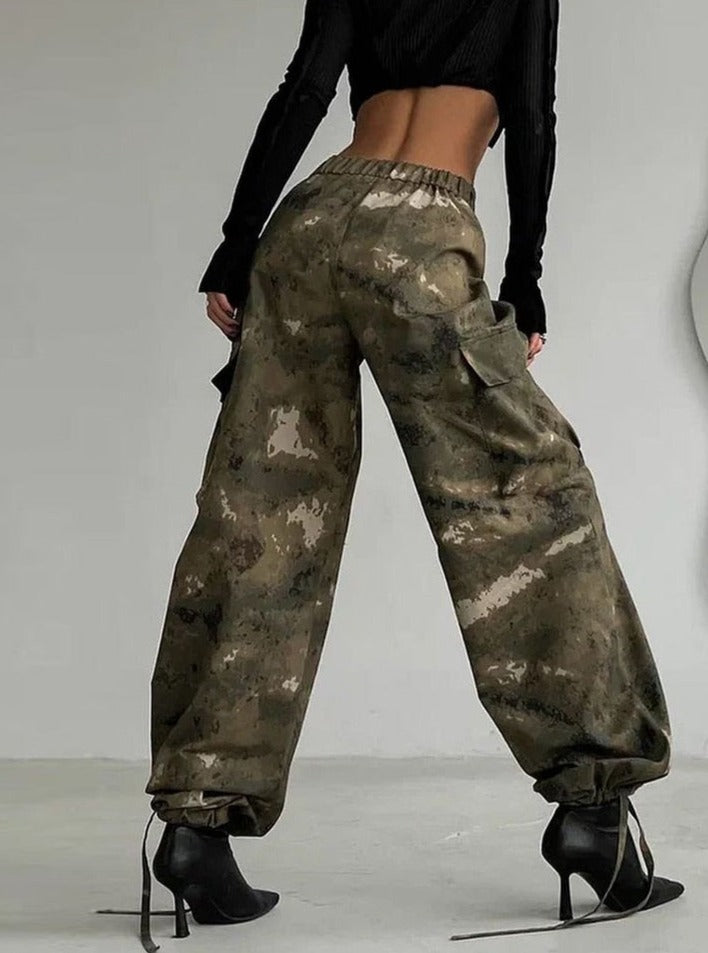 Green Camouflage Cargo Pants | Zalia Atelier | Street Wear