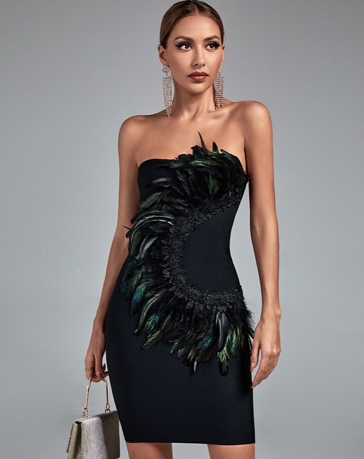 Feather Strapless Dress