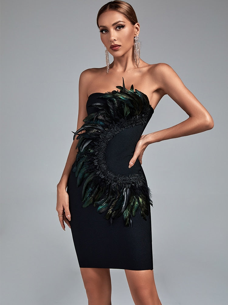 Feather Strapless Dress