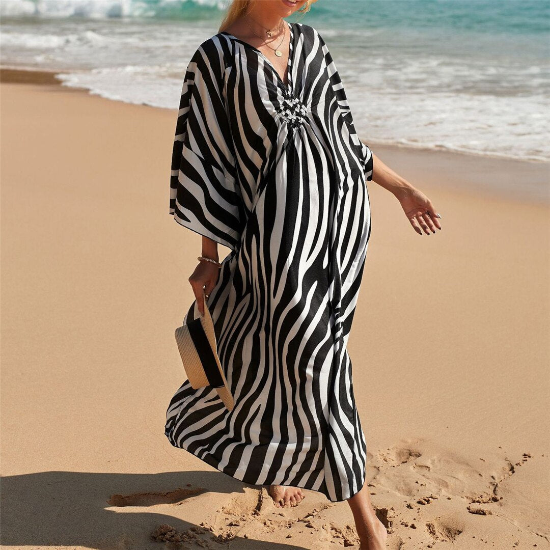 Zebra print beach kimono