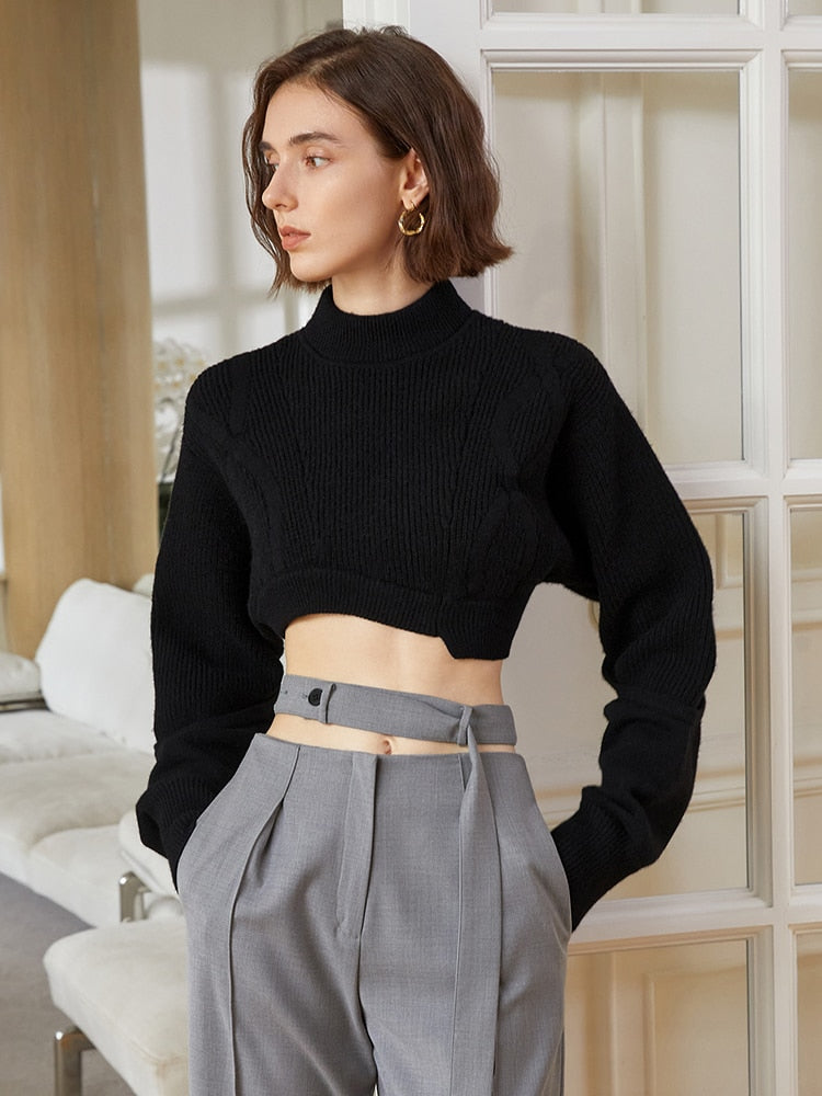 Black Cropped Sweater | Chic Style