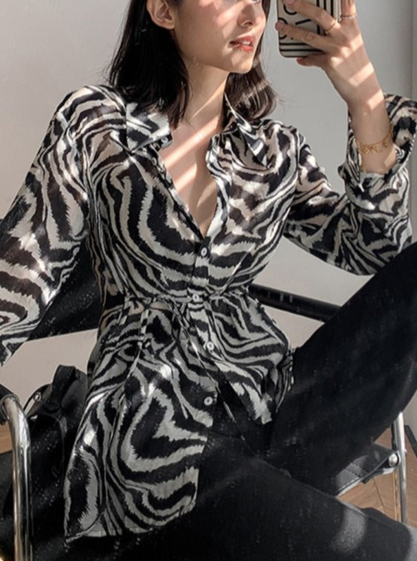 Zebra print chiffon blouse - Zalia Atelier