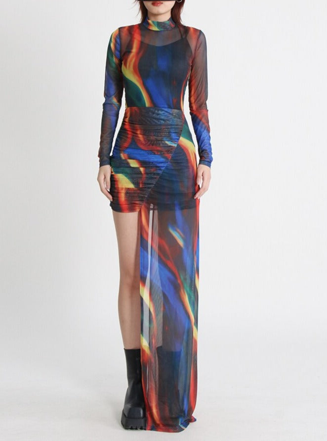 Designer Inspired Mesh Print Dress | Zalia Atelier