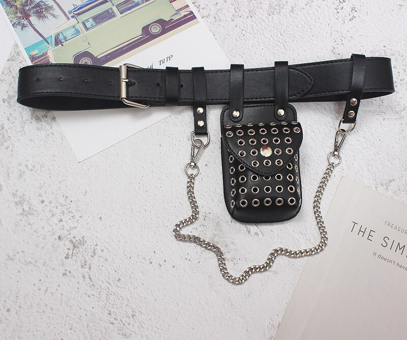 Leather Festival Utility Belt -Hip Bag -Pocket belt with