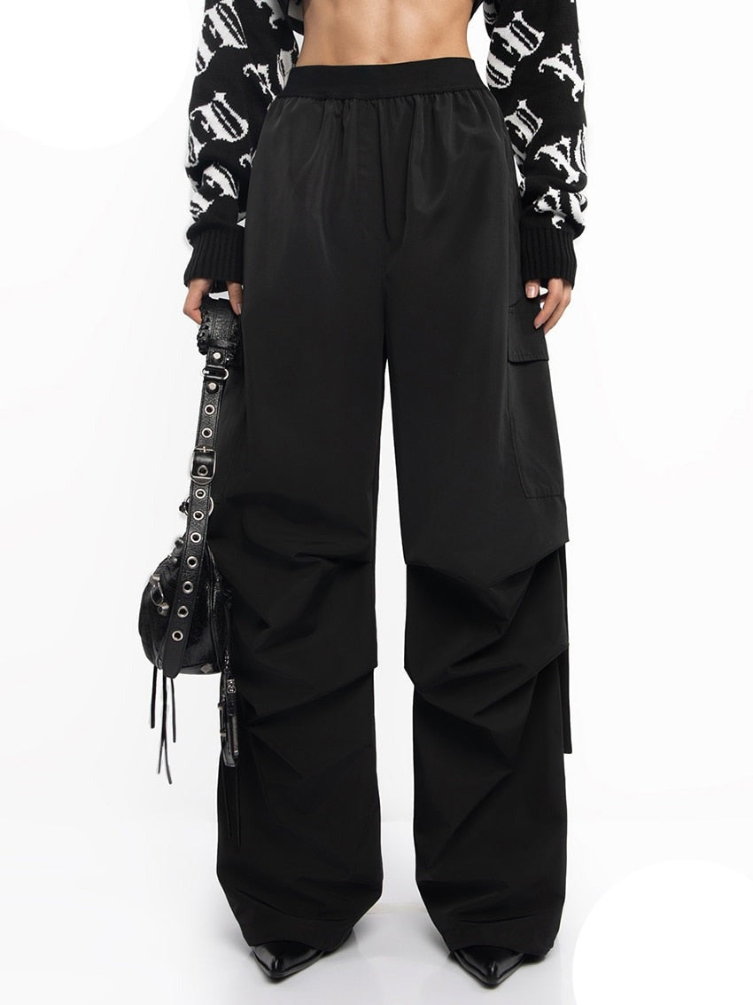 Black Cargo Pants | Elastic Waist | Women's Fashion | Zalia Atelier