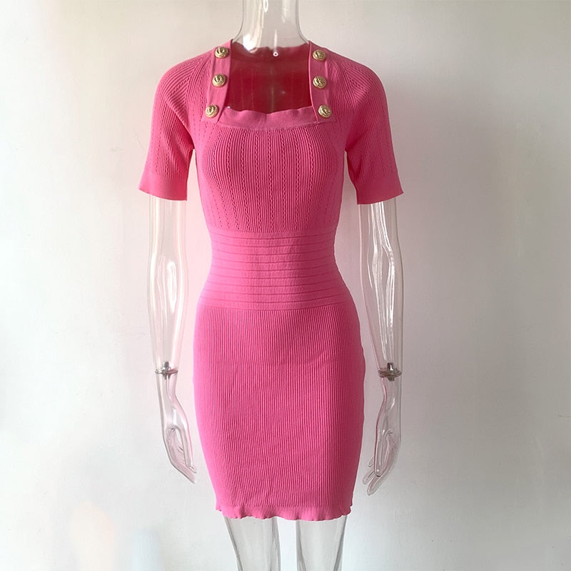 Designer Inspired Knit Dress | Pink