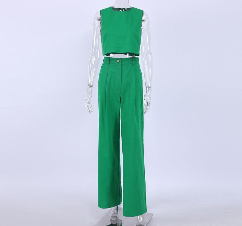 Wide Leg Pants Set